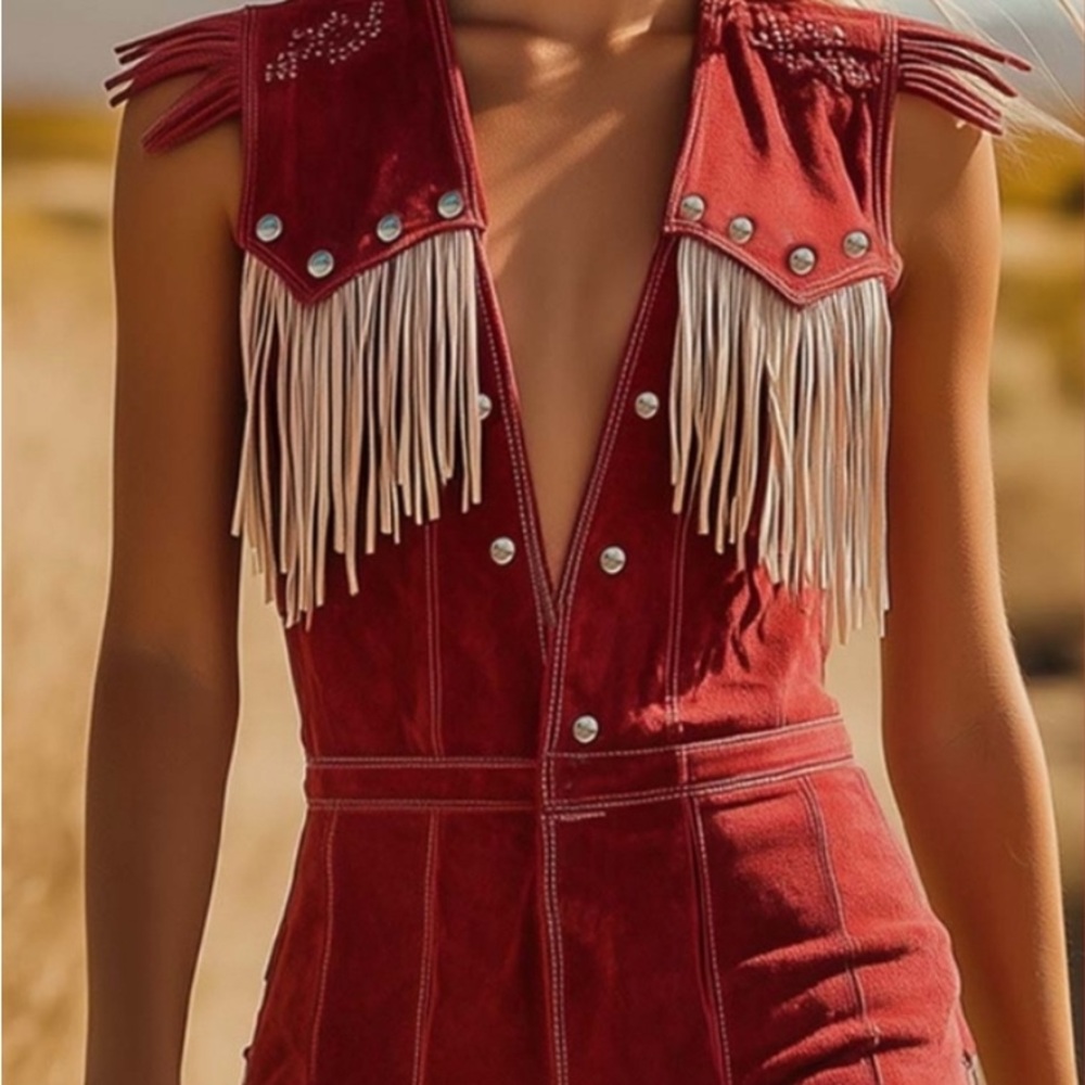 Red Fringe Jumpsuit